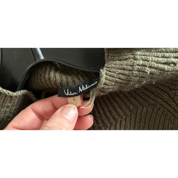 Vila Milano Knitted Sweater Crewneck Ribbed Olive Green Size Large - Picture 6 of 9